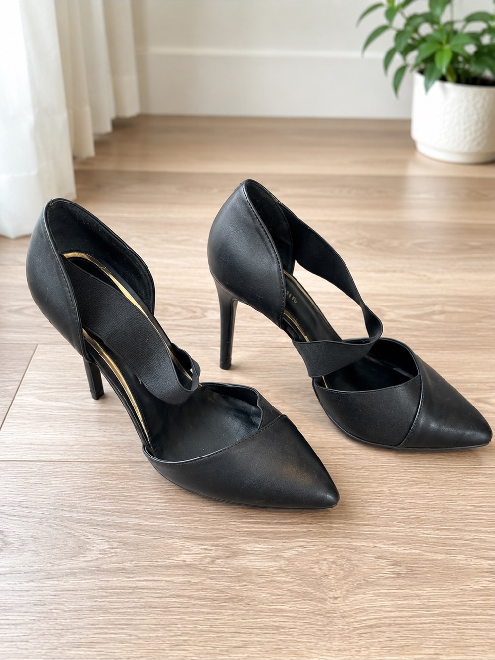Call It Spring Black Pointed Toe Crisscross Heels